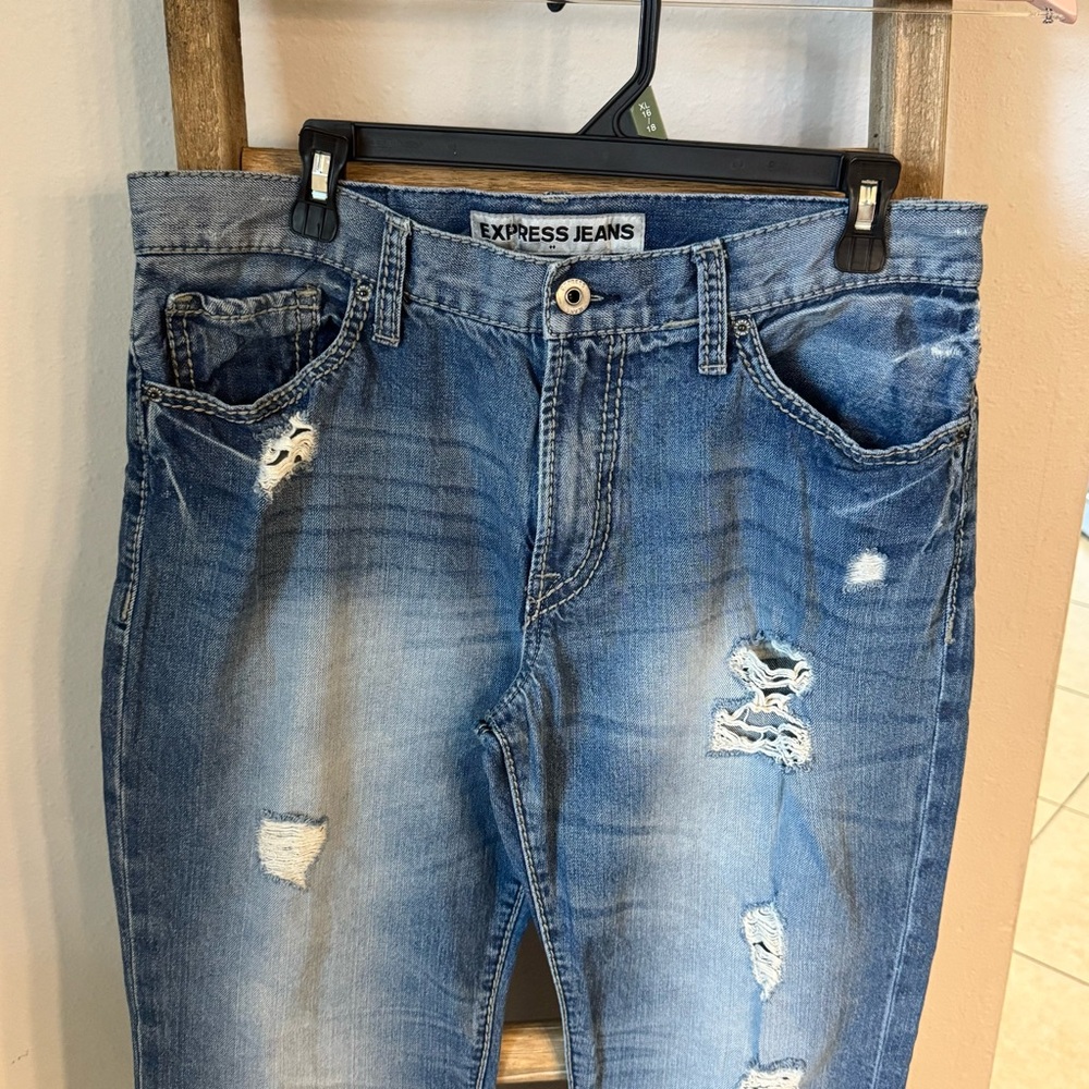 Men's Distressed Blue Jeans 34x32 - Picture 5 of 11